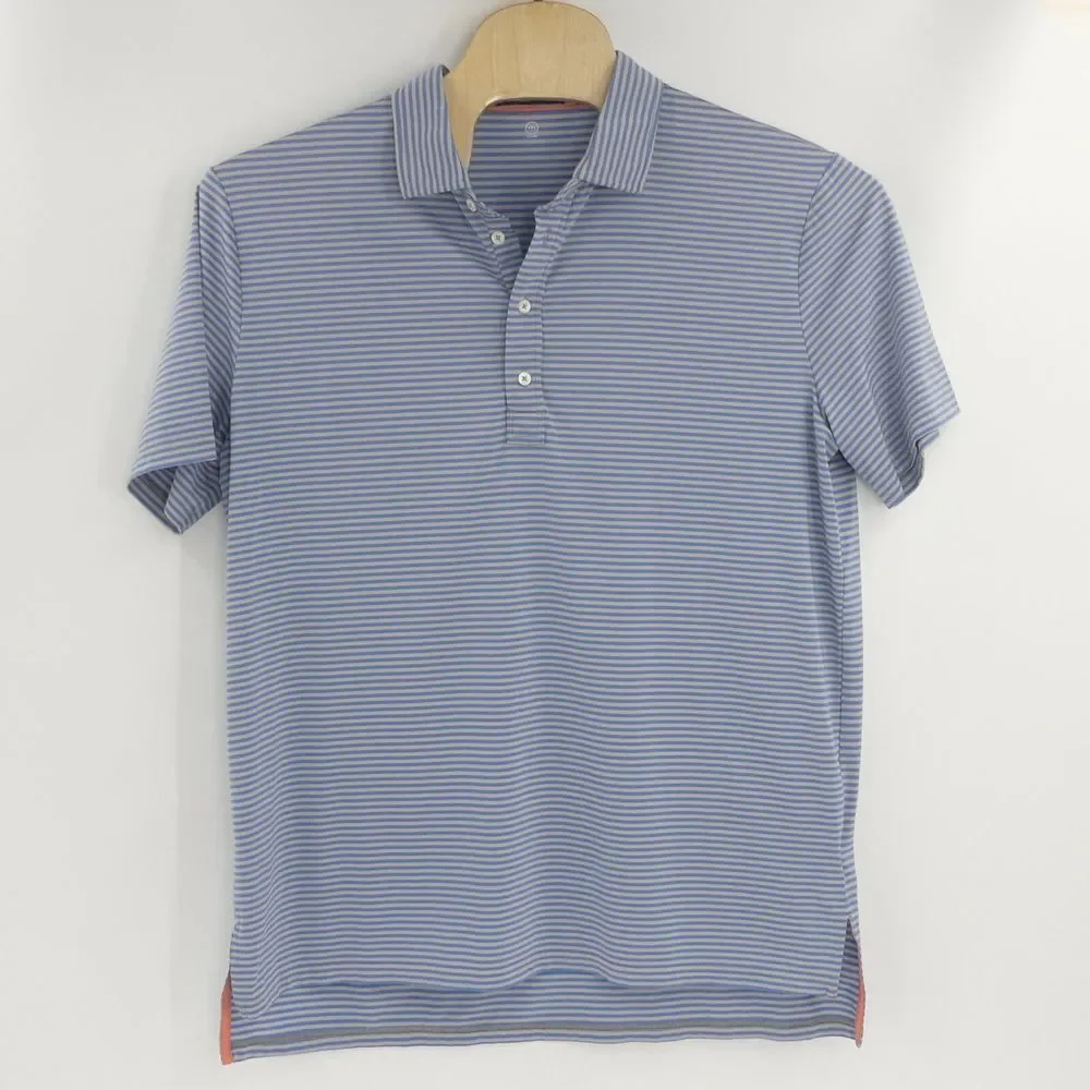 RLX Ralph‎ Lauren Men's XL Blue Gray Striped Polo Shirt No Embroidery